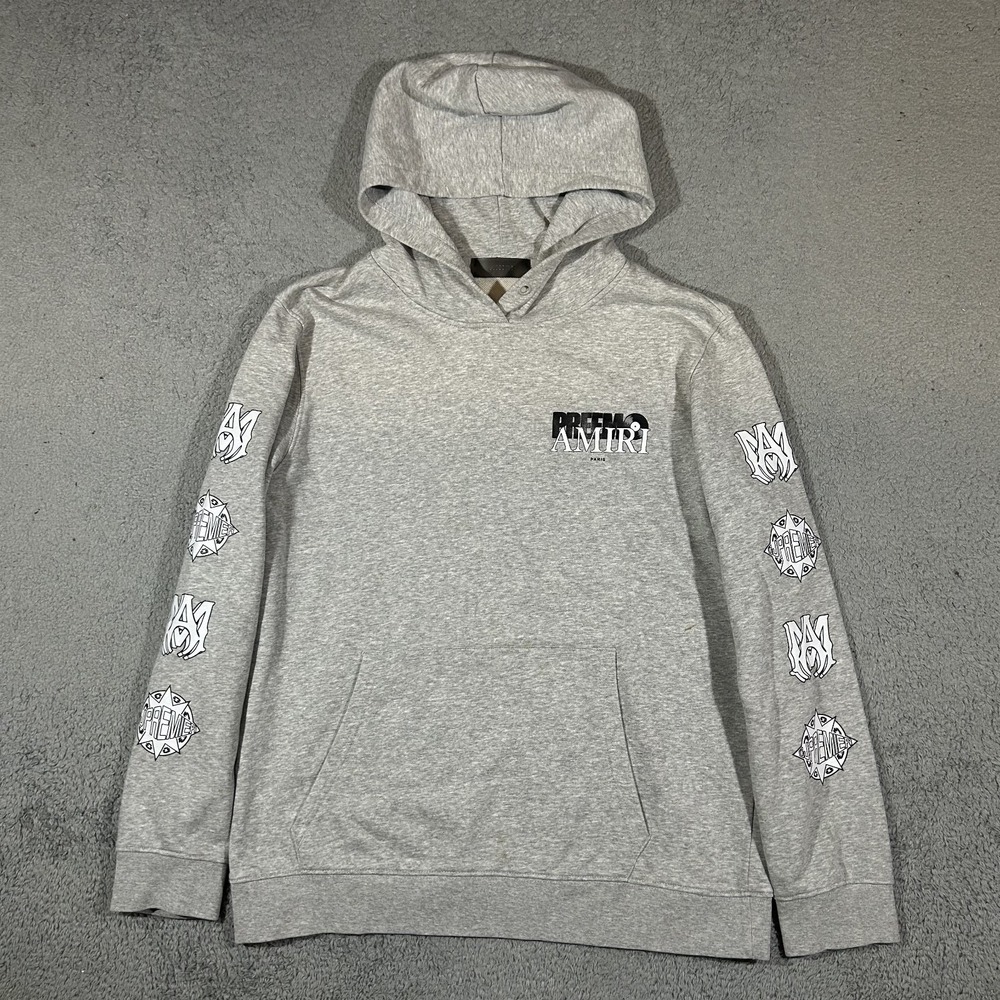AMIRI x Premier Records Cotton Graphic Gray Hoodie Men's XL #3917